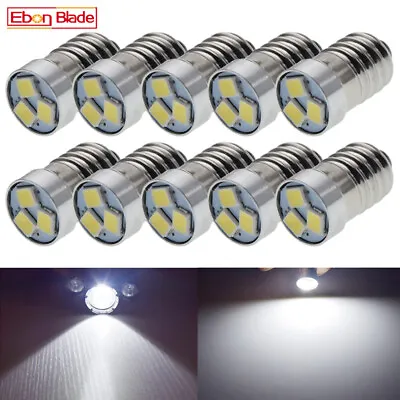 10Pcs E10 LED Bulb 3030 3SMD 3V 6V 12V DC White Lamp Torch Flashlight Light 1447 • $9.98