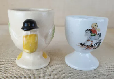 £2.99 • Buy 2 X Vintage Ceramic Egg Cups, Novelty,Hand Painted 