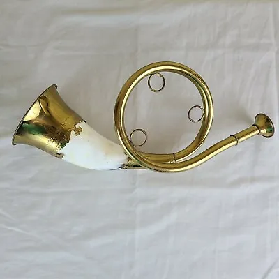 Vintage French Fox Hunting Blowing Horn Cow Steer Bovine Bull Brass Finger Hold • $74.99