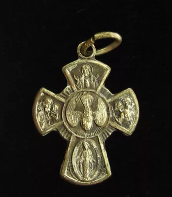 Vintage Four Way Cross Medal Religious Holy Catholic Jesus Virgin Mary • $7.99