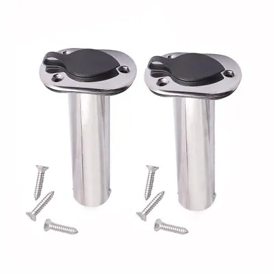 2X Boat Fishing Rod Holder Stainless Steel 90 Degree Flush Mount With PVC Inner • $34.11