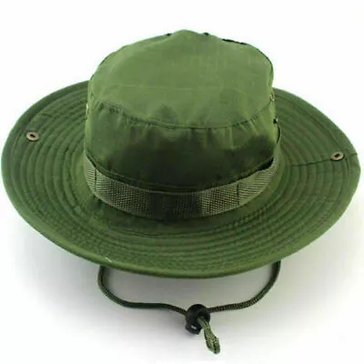 Men Camo Sun Hat Bucket Cargo Safari Bush Boonie Summer Fishing Hats Cap Outdoor • £4.38