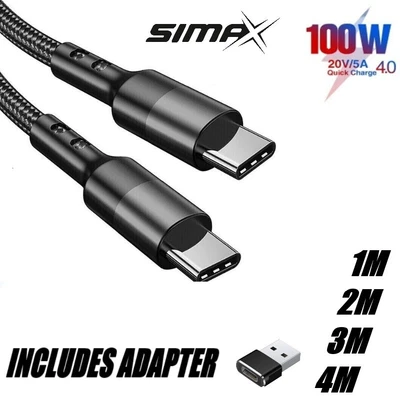 £6.49 • Buy USB C To USB C Fast Charger PD 100W Dual Type C Charging Data Sync USB Cable    