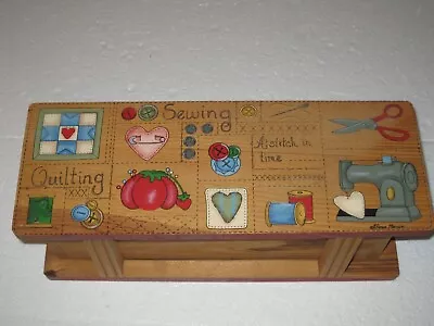 Vintage Dianna Marcum Hand Painted Wood Sewing Quilting Box • $29.95