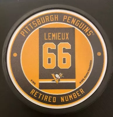 Pittsburgh Penguins Mario Lemieux “66 Retired Number” Embossed Puck • $25