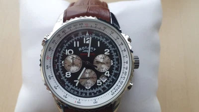 £79.99 • Buy Rotary Men's GS 03351/19 (12881)  Chronospeed Black Dial Brown Leather Watch