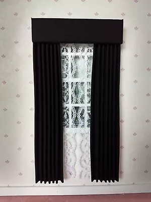 Black Dollhouse Curtains 1:12 Scale • $12.49