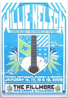 $40.04 • Buy Willie Nelson Concert Poster 2009 F-984 Fillmore Blue