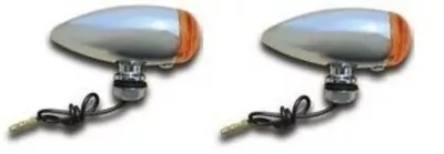 Smooth Chrome Amber Bullet Mini Marker Turn Signals Harley Custom Chopper • $31.20