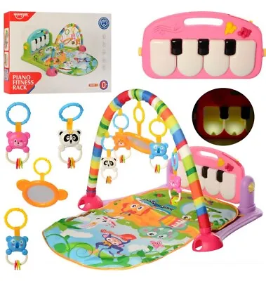 Newborn Baby Gift Toy Play Gym Mat 3-in1 Boys Girls Music Light Kids Piano • £24.25