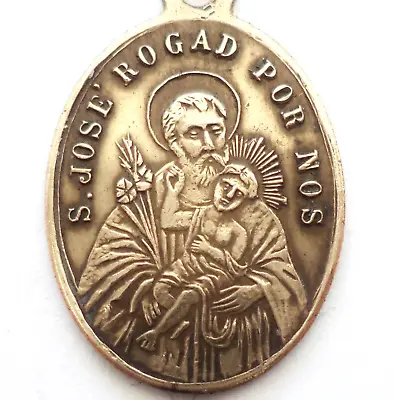 Saint Joseph & Miraculous Virgin Mary - Antique Portuguese Medal Pendant • $4.99
