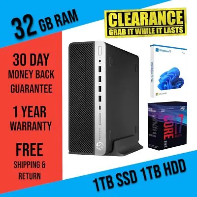 Clearance HP Desktop Computer I7-7700 32GB RAM 2TB SSD Office Slim PC BT 5.0 • $269.99