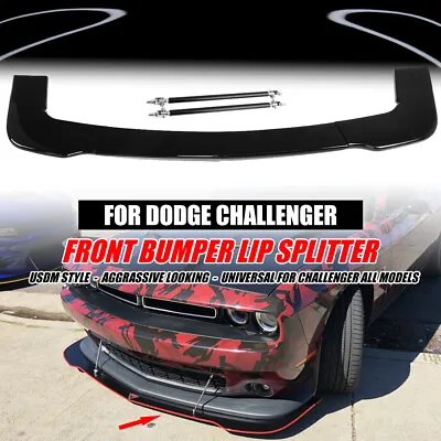 $69.99 • Buy For Dodge Challenger Srt 15-21 Front Bumper Lip Splitter  W/ Strut Rods