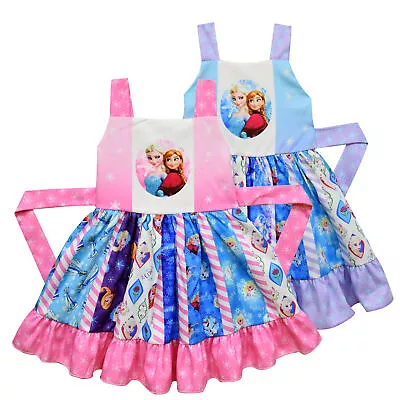 Anna Elsa Girls Princess Dress Boutique Frozen Sleeveless Ruffle Twirl Dress US • $19.99