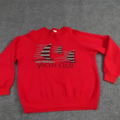 San Francisco Yacht Club Sweatshirt M Red Vintage Raglan 1987 • $39.90