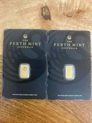 Lot 2 1 Gram Perth Mint Gold Bar X2 • $290