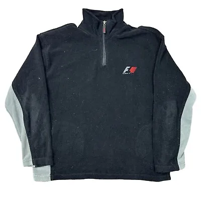 F1 Racing Fleece Jumper Vintage  1/4 Zip Black Grey Mens 2XL • £44.99