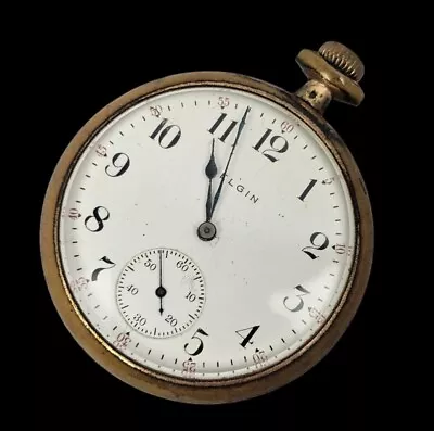 1914  Vtg Elgin Pocket Watch Grade 313  Open Face  15j  16S Running - As Is • $60