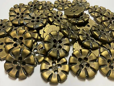 Ethnic/Tribal Floral Flower Metal Button Antique Brass 21mm 13/16  4hole • $14.99