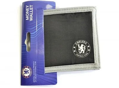 Chelsea Football Club Official Multi Pocket Black Canvas Crest Wallet Badge Logo • £6.95