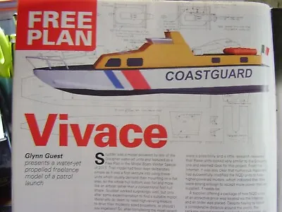 Original Model Boat Plan 2015 Vivace Water Jet Propelled Coastguard Patrol Launc • $12.62