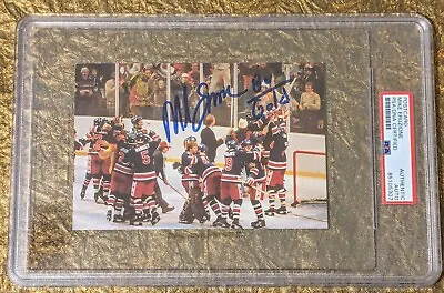 Mike Eruzione Autograph Signed  1980 Lake Placid Vintage Miracle Hockey Postcard • $180.80