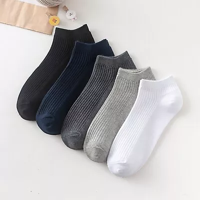 Men's Cotton Trainer Socks 5 Pairs - Ribbed Ankle Socks For Men UK 6-11 • $12.32