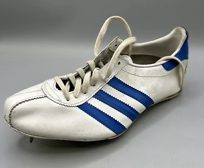 Vintage Adidas Track & Field Comet Made In West Germany White Blue Cleats L Shoe • $50.15