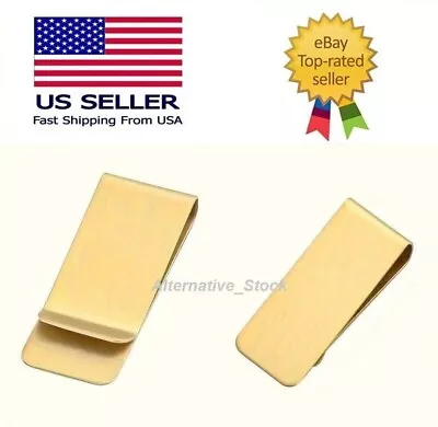 Brass Gold Money Clip Metal Credit Card Cash Pocket Holder Wallet US NARROW • $6.98