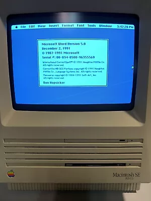 Vintage 800K Microsoft Word 5.0 Macintosh 512ke Plus SE SE-FDHD SE/30 Classic • $45