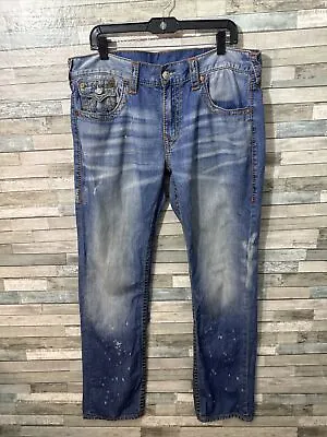 Men’s True Religion Denim Jeans Medium Wash Straight Leg Size 38 • $35