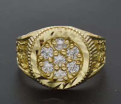 Real Solid 10K Yellow Gold Mens Pinky Round Ring Cz 15.5mm ALL Sizes  • $245.20