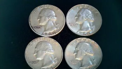 LOT OF 4 - 1964 WASHINGTON QUARTERS 90% SILVER AS SHOWN (lot 2) • $15