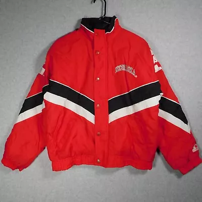 VINTAGE Nebraska Huskers Starter Jacket Mens L Red Black White Puffer Coat Zip • $38.88