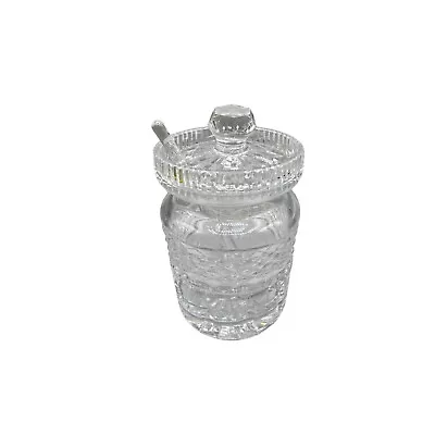 Vintage Waterford Castlemaine Cut Crystal Jam Jar With Spoon Clear Condiment Jar • $49