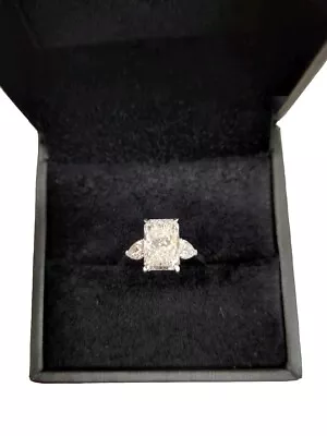 Platinum Lab-Created Diamond Engagement Ring Radiant Cut 3.61 Carat Size 6 • $10000