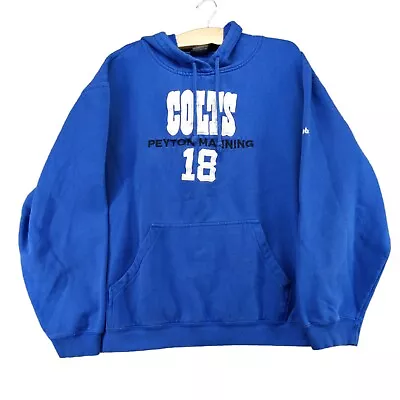 NFL Reebok Indianapolis Colts Hoodie Size XL Blue Embroidered Peyton Manning 18 • $26.40