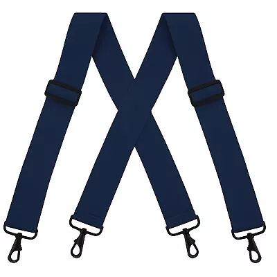 Buyless Fashion Suspenders - 48' Elastic Adjustable 2' Wide - X Back Black Hooks • $17.47