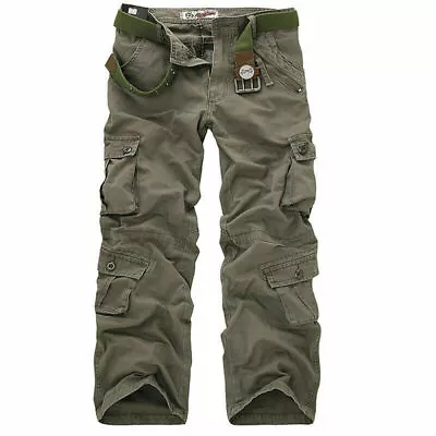 Mens Army Cargo Combat Military Trousers Pants Slacks Multi Pockets Casual Work • $24.66