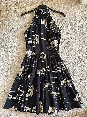 Zara Woman Black Horse Riding Print Dress Size XS (6-8) • $35