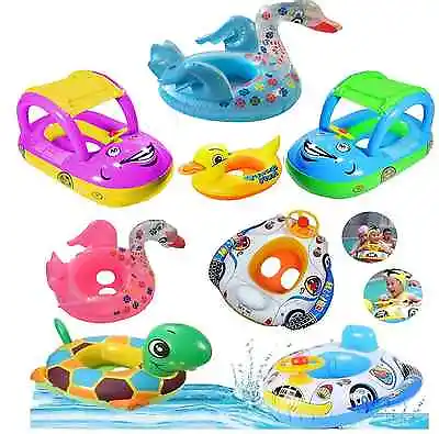 Baby Kids Toddler Swimming Pool Swim Seat Float Boat Ring FUN Cartoon Designs • £6.99