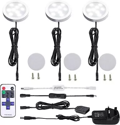 Under Counter Lights LED Puck Light For CabinetKitchen 3 Lights With Remote • £34.79