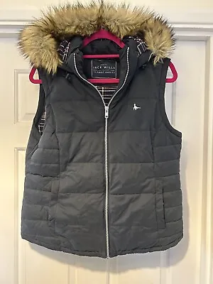 Jack Wills Gilet Body Warmer Size 12 Navy Blue Checked Lining With Hood. • £14