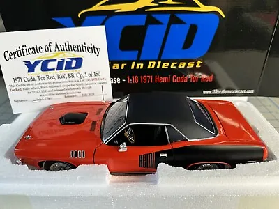 1/18 Scale YCID 1971 PLYMOUTH HEMI CUDA  BILLBOARD/VINYL TOP/RW COUPE 1 /150 • $169.95