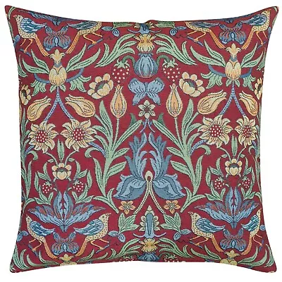 Manor Garden Tapestry Extra-Large Cushion. Red Morris Style Design. 23x23  XL • £29.99