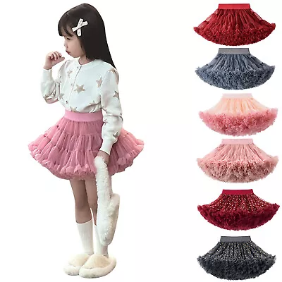 Kids Girl Soft Fluffy Tutu Skirt Mesh Layered Party Carnival Princess Skirt CA • $50.07