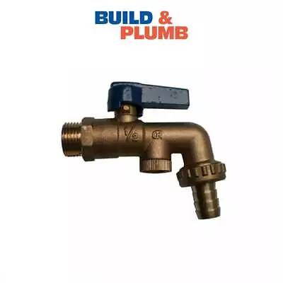 1/2  Outside Garden Hose Bib Tap With Quarter Turn Lever & Check Valve Brass • £12.49