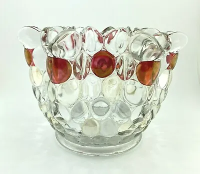 Westmoreland Flower Arranger Ruffle Vase Thousand Eye Cranberry Red Clear • $28.45