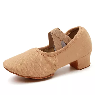 Ballroom Dance Shoes Women Low Heeled Cnvans Tango Salsa Jazz Shoes Comfy Shoes • £24.47