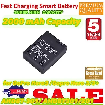 2000mAh Battery AHDBT-301 201 For Go Pro HD Gopro Hero 3 3+ Camera | NEW • $16.88